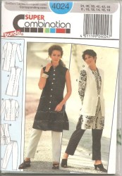4024 BURDA SUPER COMBO DRESS, ROBE, BLOUSE, VEST, PANTS PATTERN 8-18